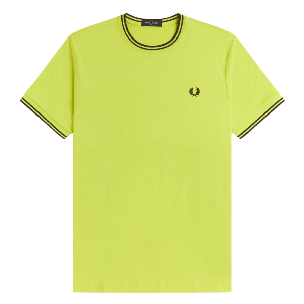 Fred Perry T-shirts Jaune - T-shirt bordure deux bandes - L - Ref 49 €